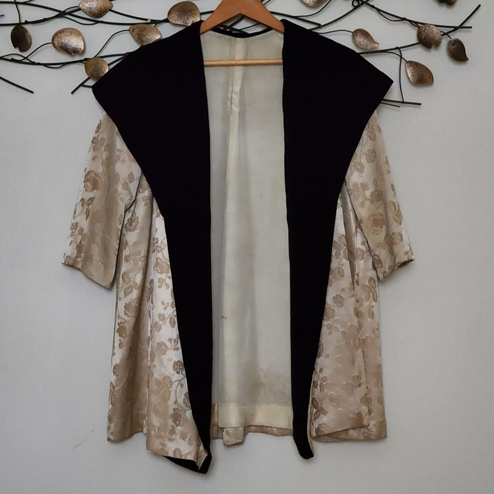 Very Vintage Gold Swing Coat-Black Velvet and Gold Damask